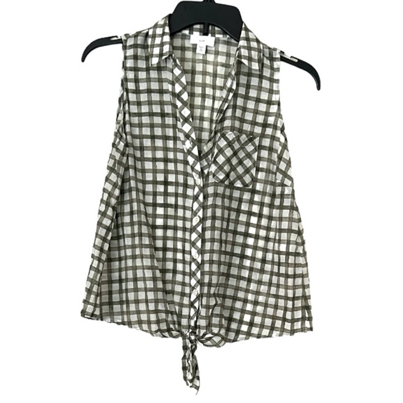 J Jill Green and White Gingham Cotton Silk Sleeveless Blouse Size XS Pe… - Picture 3 of 10
